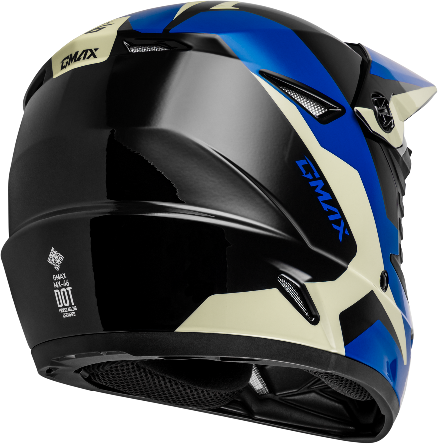 GMAX MX 46 Cyclus Hemet Black/Blue Large Motorcycle Helmet with Enhanced Ventilation - Kelly Motorsports
