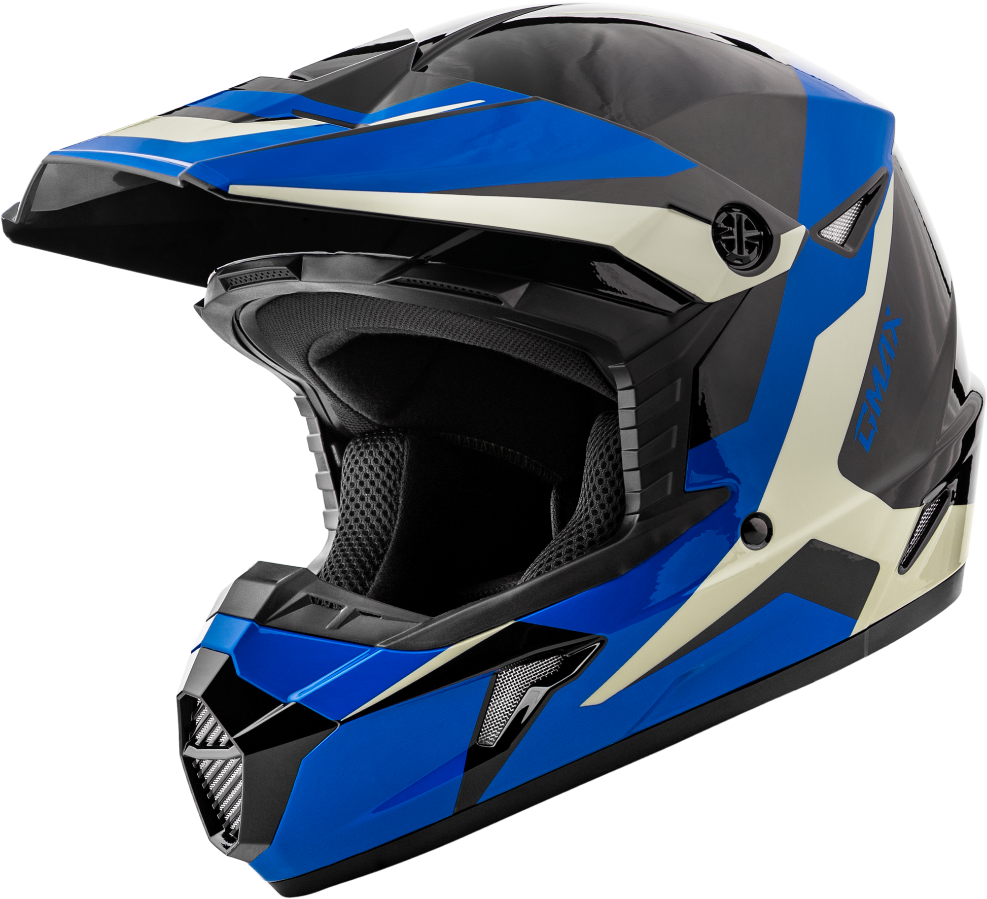 GMAX MX 46 Cyclus Hemet Black/Blue Large Motorcycle Helmet with Enhanced Ventilation - Kelly Motorsports
