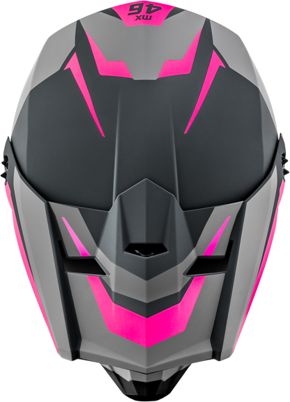 GMAX Mx 46 Cyclus Hemet Matte Grey/Pink Large Motorcycle Helmet with 19 Vents and Removable Interior - Kelly Motorsports