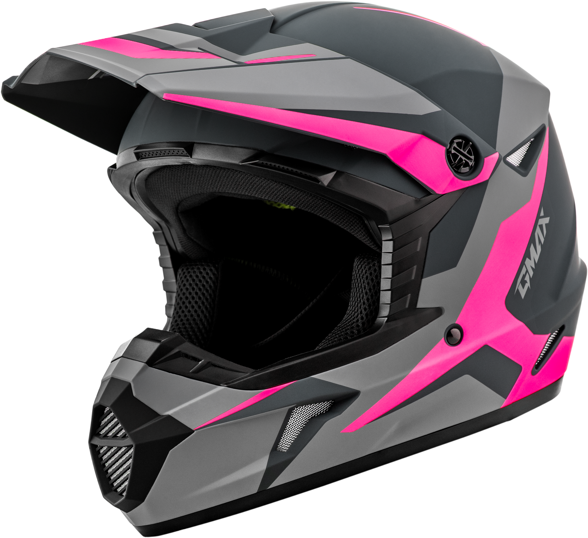 GMAX Mx 46 Cyclus Hemet Matte Grey/Pink Large Motorcycle Helmet with 19 Vents and Removable Interior - Kelly Motorsports