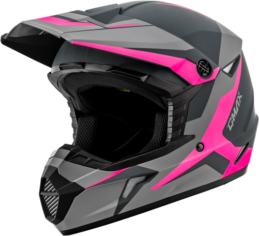 GMAX MX 46 Cyclus Hemet Matte Grey/Pink XL Motorcycle Helmet with 19 Vents - Kelly Motorsports