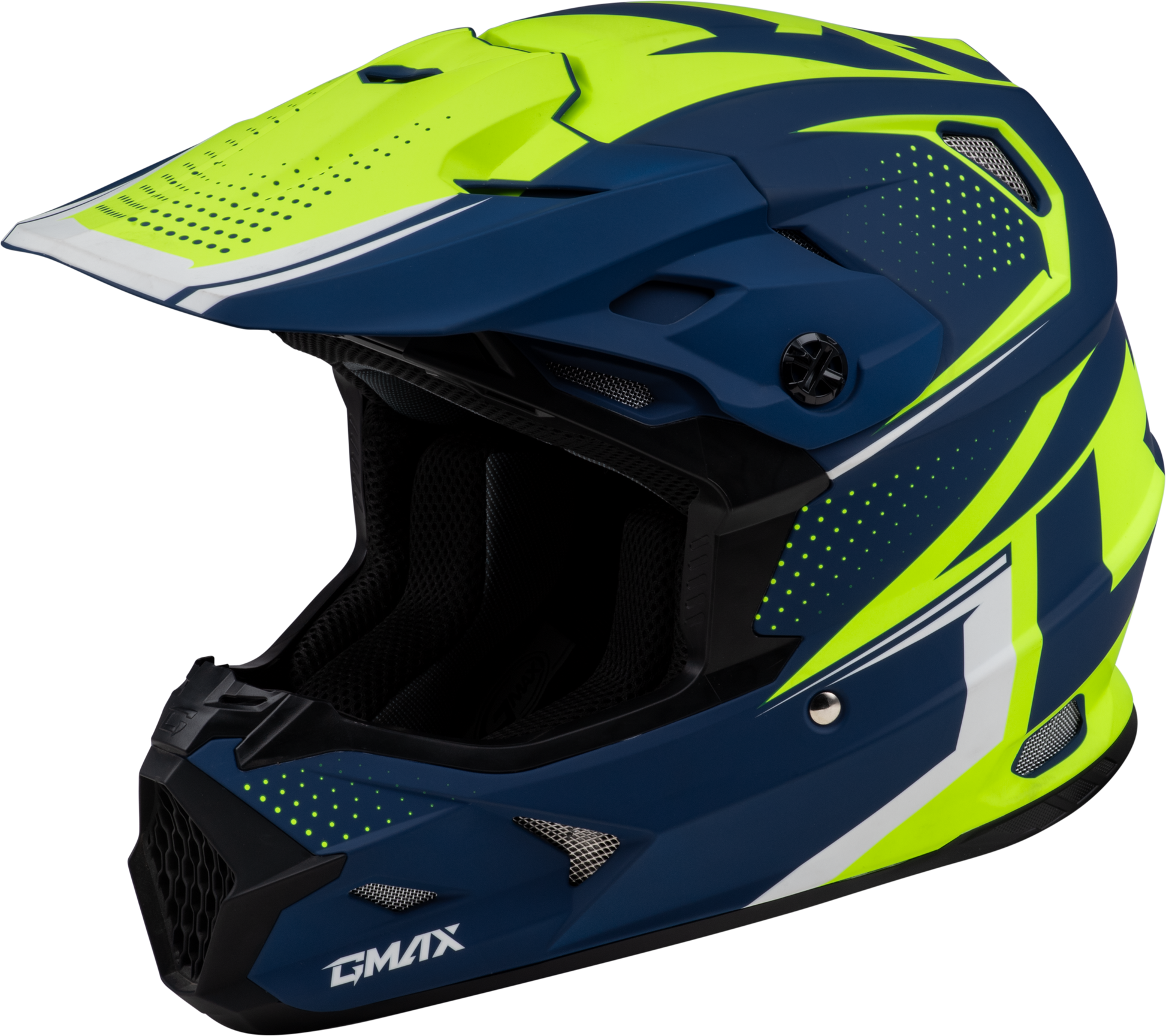 GMAX MX - 96 Helmet Matte Blue/Green XS with MIPS and Advanced Ventilation - Kelly Motorsports