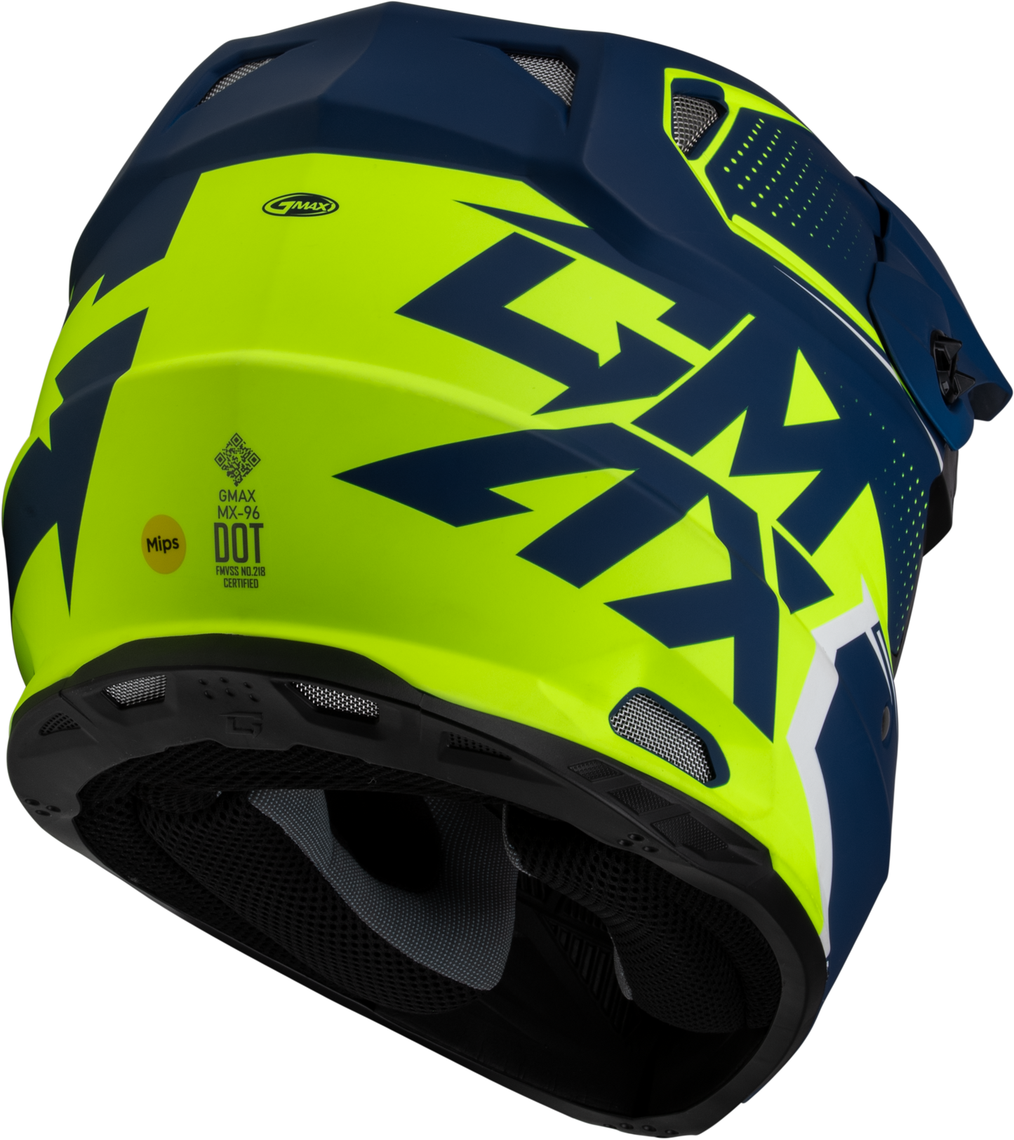 GMAX MX - 96 Helmet Matte Blue/Green XS with MIPS and Advanced Ventilation - Kelly Motorsports