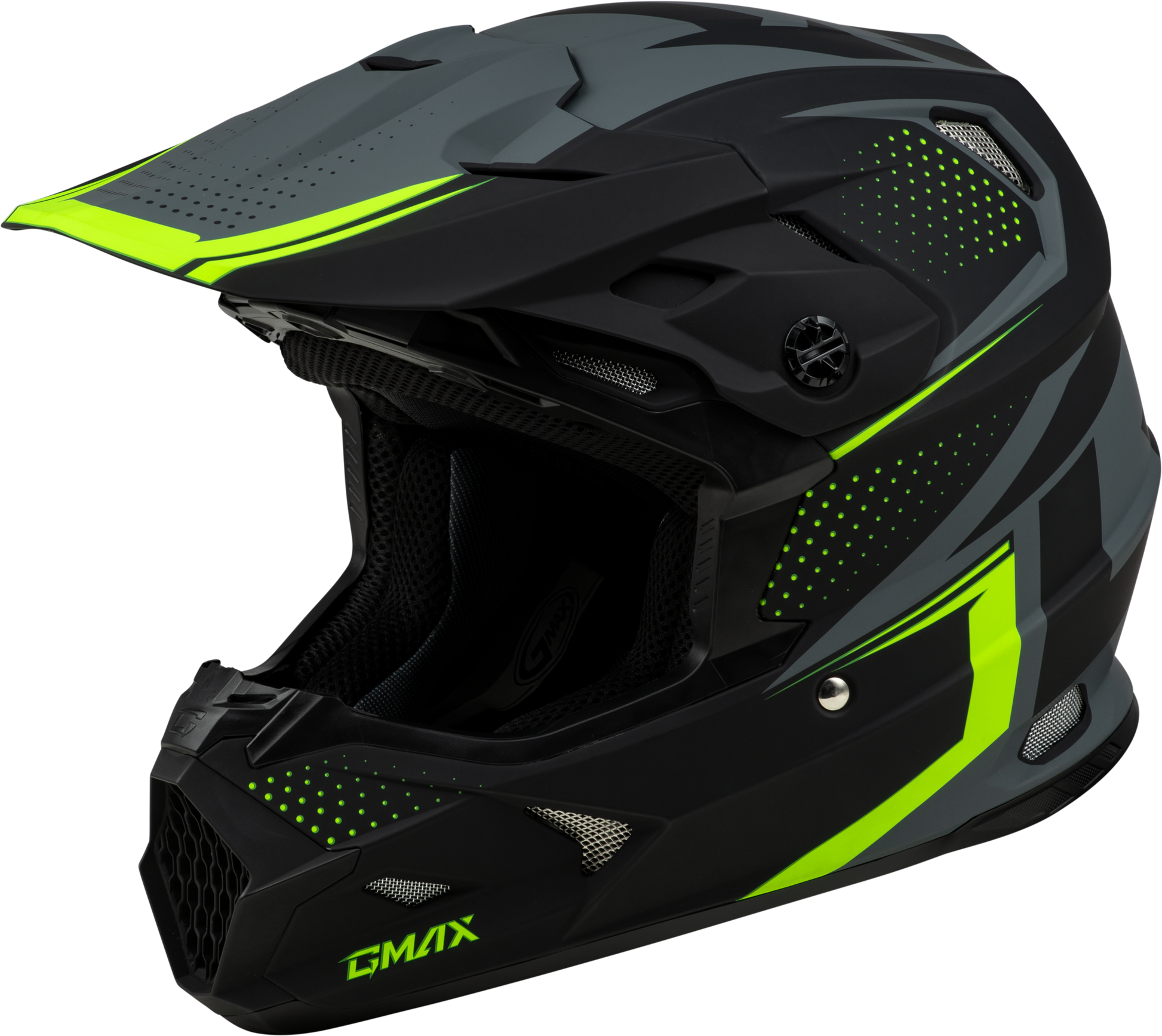 GMAX MX - 96 Helmet Matte Grey/Hi Viz Small - Safety and Comfort for Off - Road Riders - Kelly Motorsports