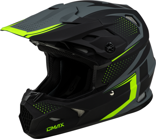 GMAX MX - 96 Helmet Matte Grey/Hi Viz Small - Safety and Comfort for Off - Road Riders - Kelly Motorsports