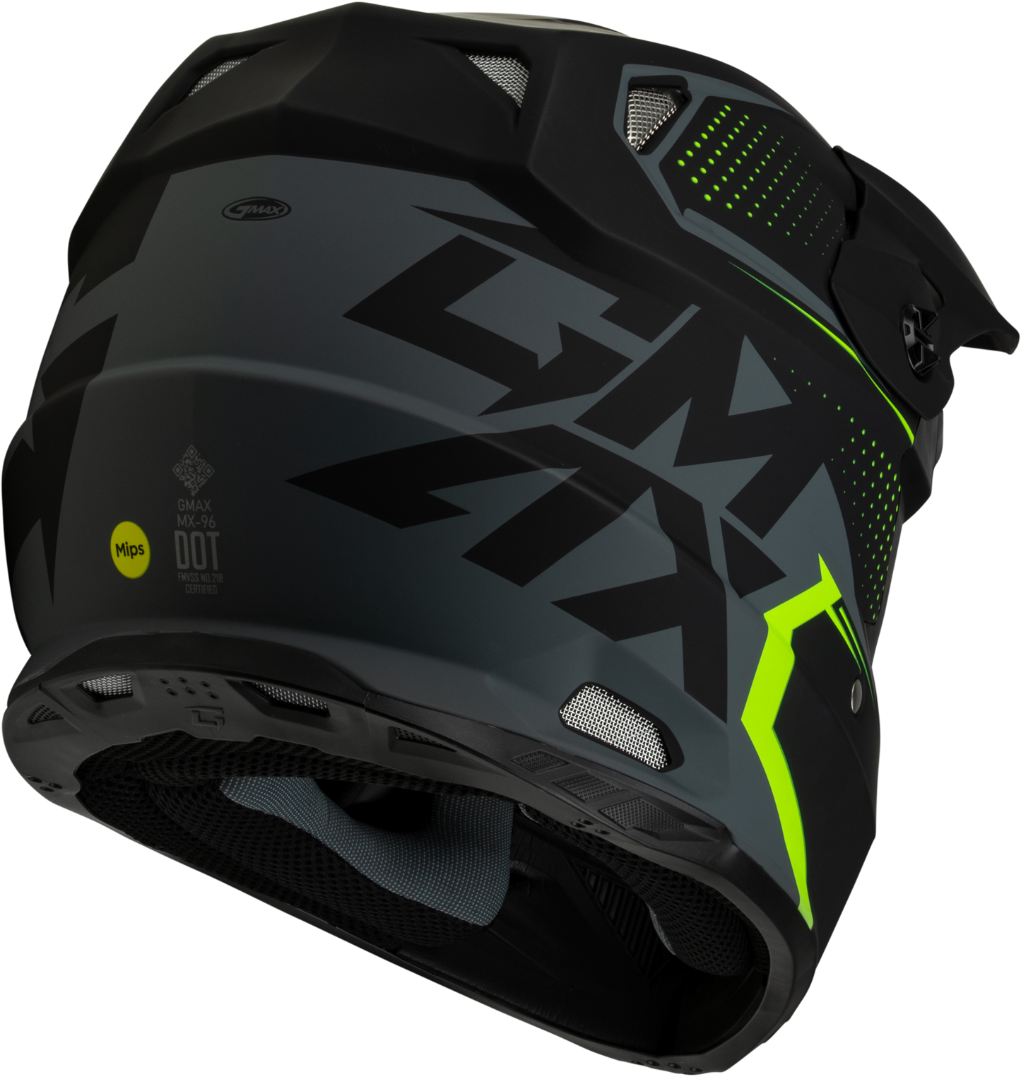 GMAX MX - 96 Helmet Matte Grey/Hi Viz with MIPS Protection - Part D3962338 - Kelly Motorsports