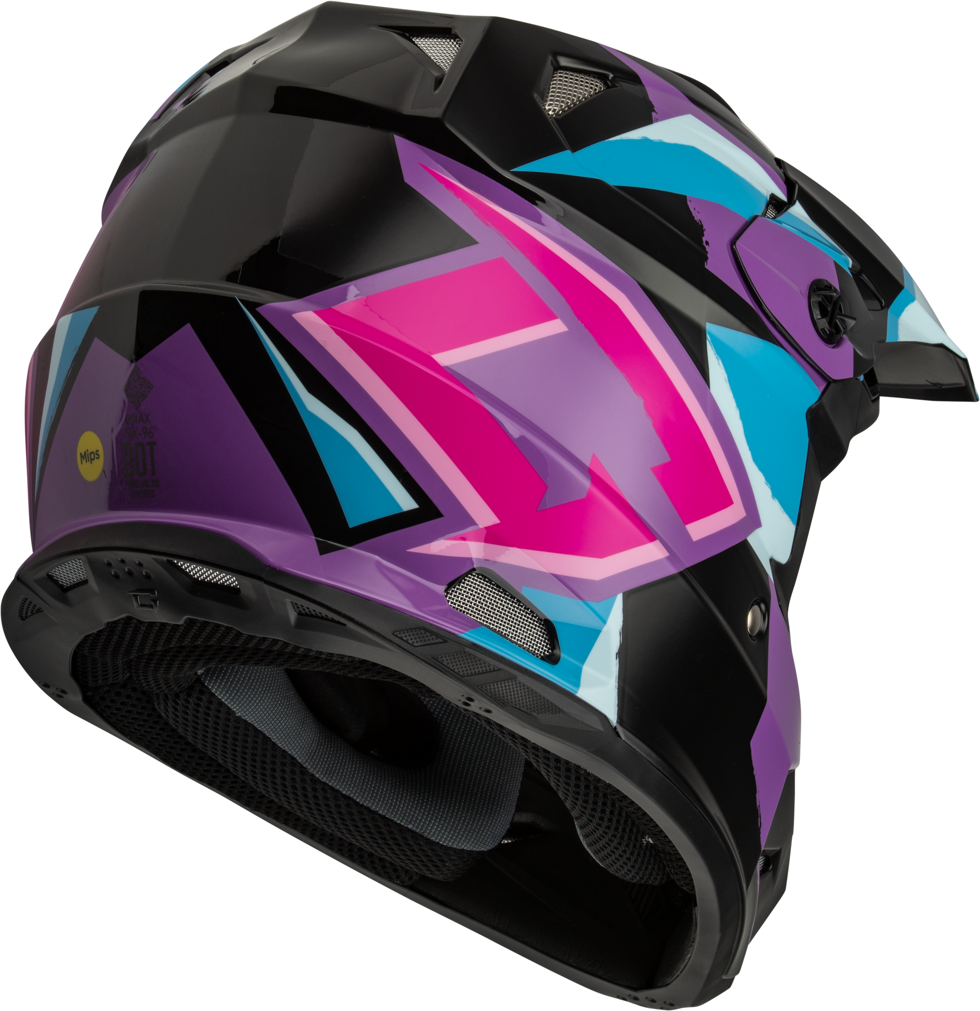 GMAX MX - 96 Splinter Helmet Black, Purple, and Blue Large – DOT Approved Motorcycle Helmet with MIPS and Advanced Ventilation - Kelly Motorsports