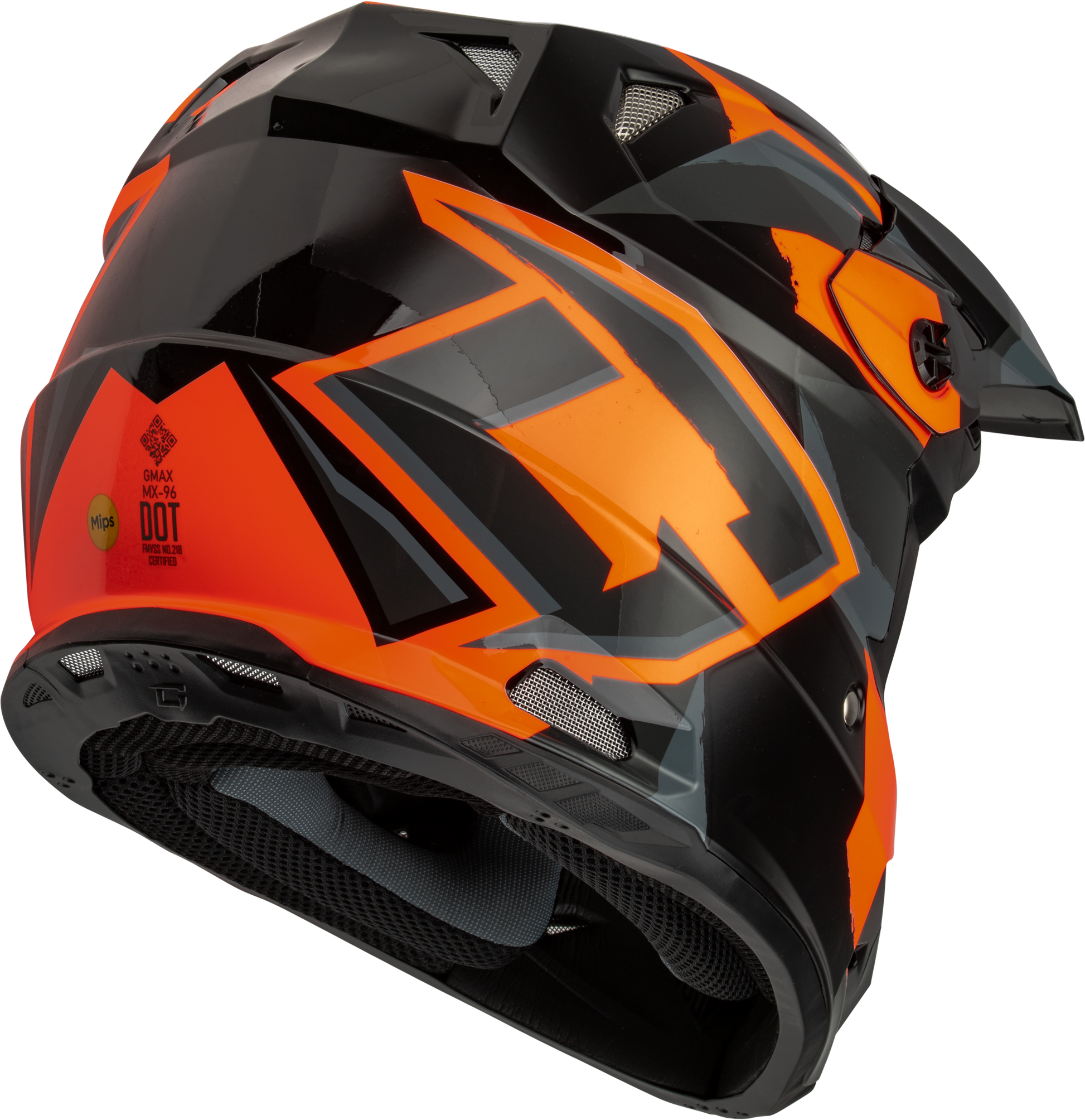 GMAX MX - 96 Splinter Helmet Black/Orange XL with MIPS and Advanced Ventilation - Kelly Motorsports
