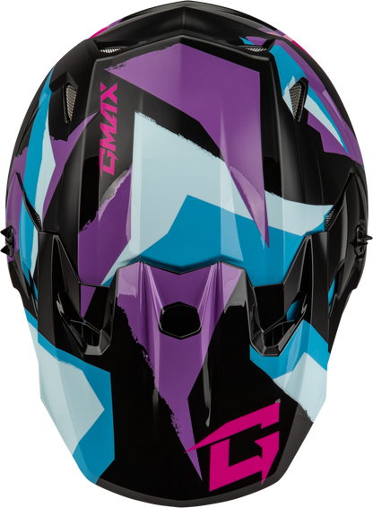 GMAX MX - 96 Splinter Helmet Black/Purple/Blue XL - Lightweight DOT Approved Motorcycle Helmet with MIPS and Advanced Ventilation - Kelly Motorsports
