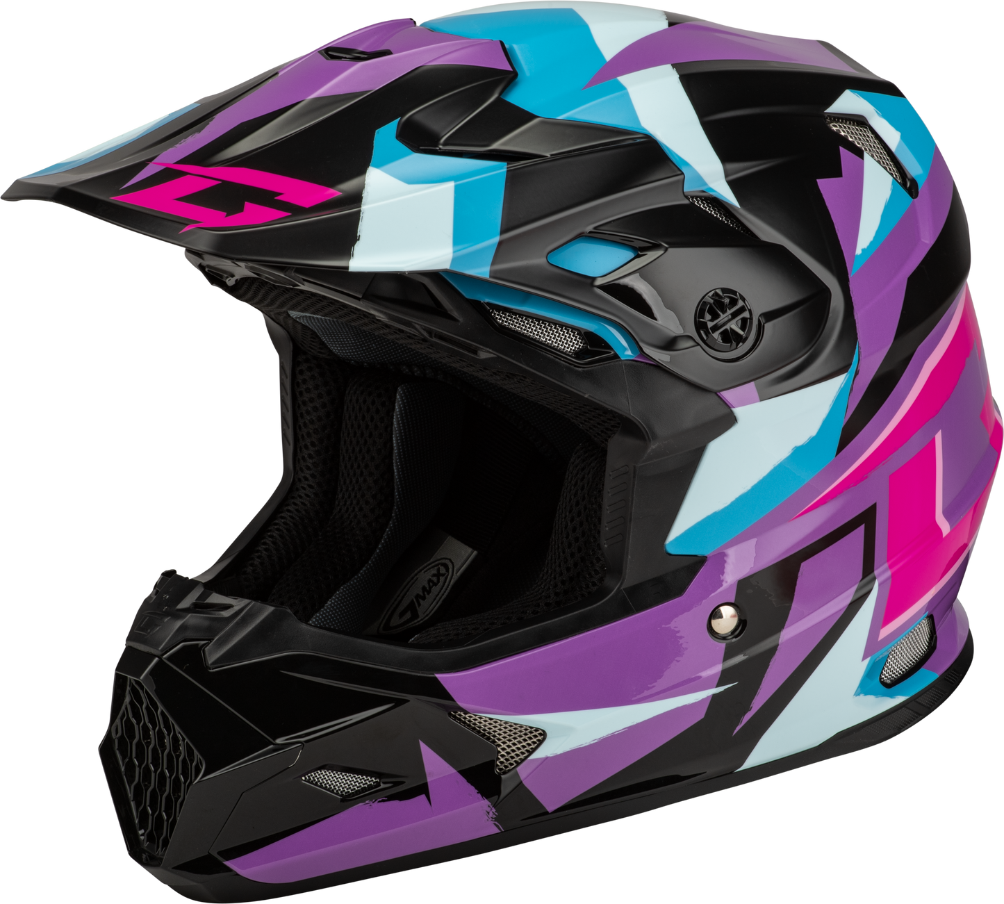GMAX MX - 96 Splinter Helmet Black/Purple/Blue XS with MIPS & Advanced Ventilation - Kelly Motorsports