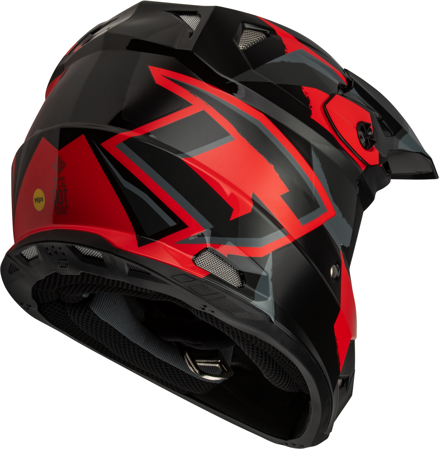 GMAX MX - 96 Splinter Helmet Black/Red Medium with MIPS and Advanced Ventilation - Kelly Motorsports