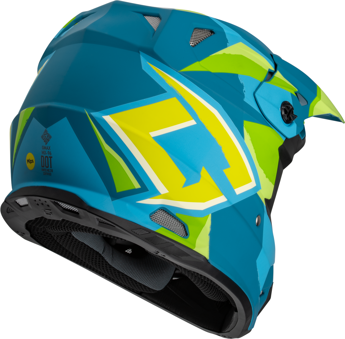 GMAX MX - 96 Splinter Helmet Matte Blue/Green Large - Lightweight DOT Approved Motorcycle Helmet with MIPS - Kelly Motorsports