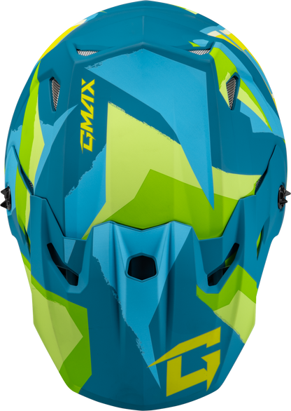 GMAX MX - 96 Splinter Helmet Matte Blue/Green, Medium - Lightweight DOT Approved Motorcycle Helmet with MIPS and Advanced Ventilation - Kelly Motorsports