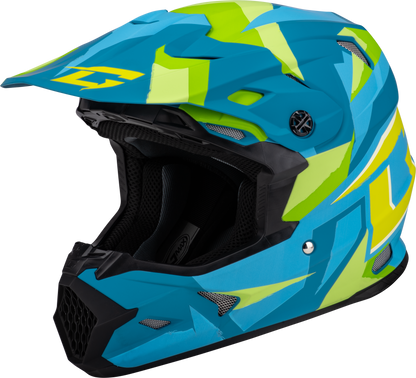 GMAX MX - 96 Splinter Helmet Matte Blue/Green Small – DOT Approved Motorcycle Helmet with MIPS and Advanced Ventilation - Kelly Motorsports