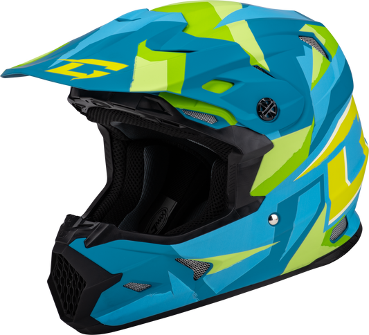 GMAX MX - 96 Splinter Helmet Matte Blue/Green XL with MIPS Safety System - Kelly Motorsports