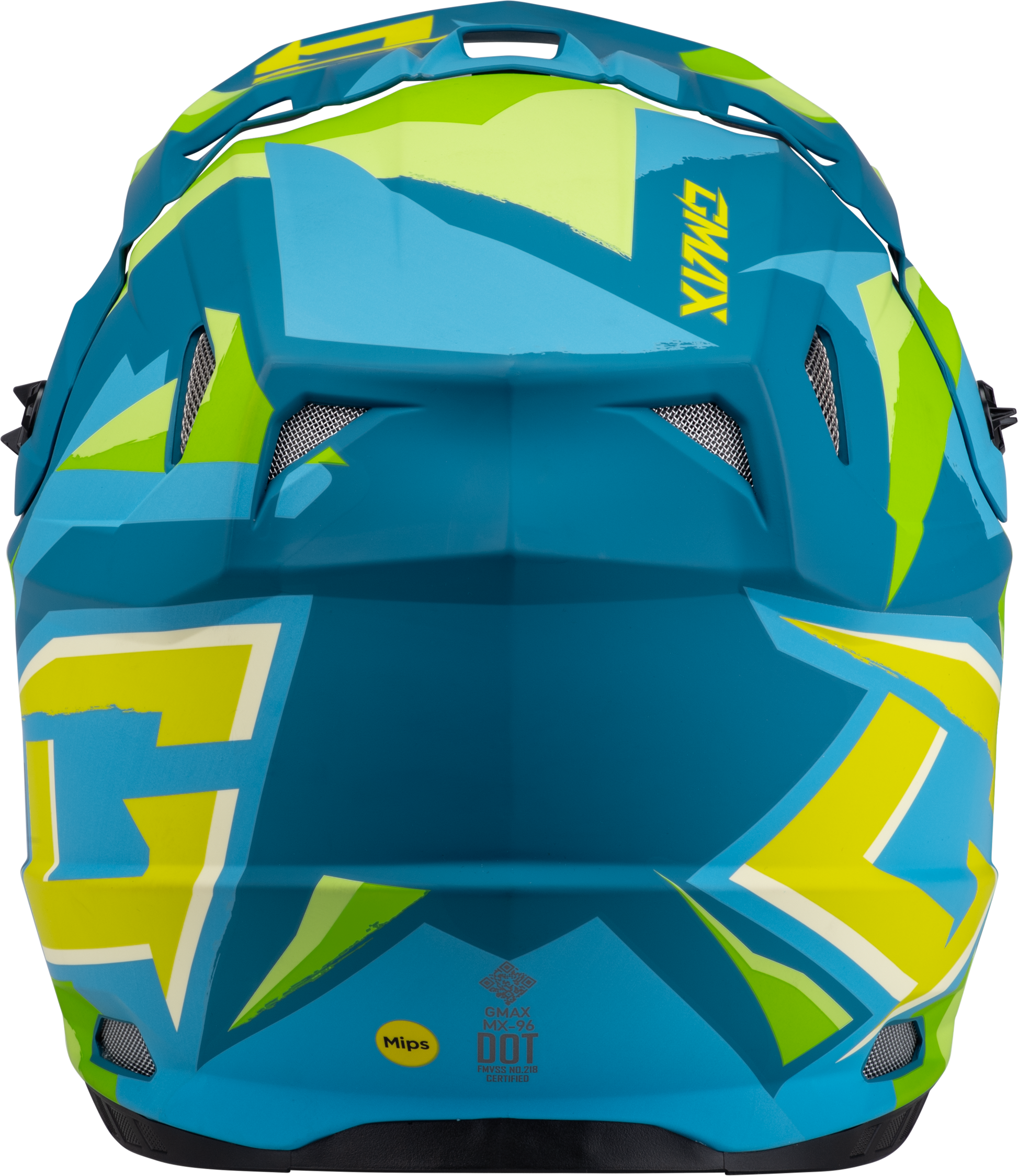GMAX MX - 96 Splinter Helmet Matte Blue/Green XS - DOT Approved Motorcycle Helmet with MIPS and Advanced Ventilation - Kelly Motorsports