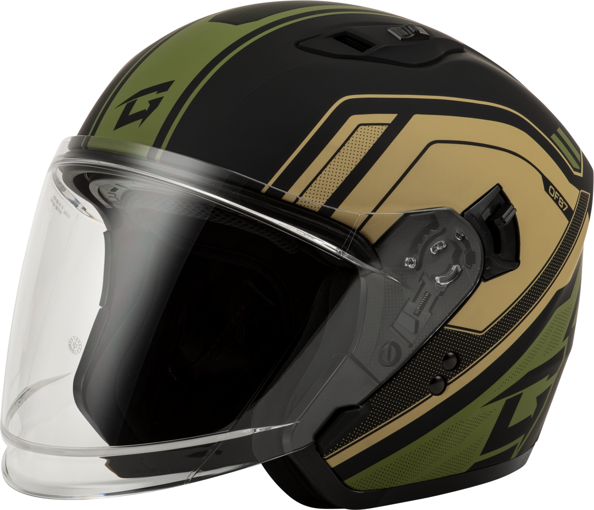 GMAX Of 87 Duke Matte Black and Green Open Face Helmet - Part O1287229 - Kelly Motorsports