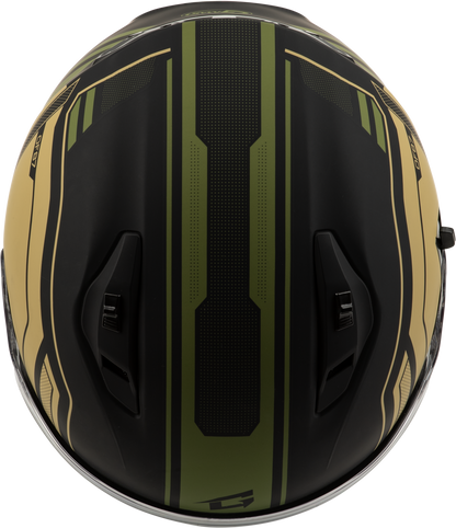 GMAX OF - 87 Duke Matte Black and Green Open Face Helmet with Sun Shield and LED Lighting - Kelly Motorsports