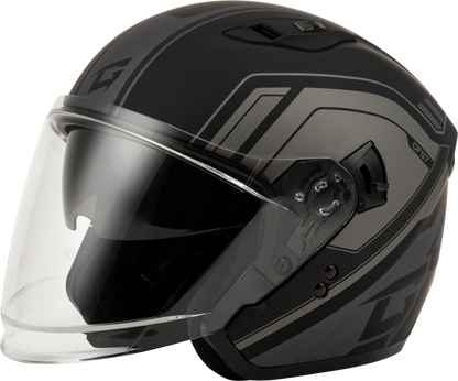 GMAX OF - 87 Duke Matte Black/Grey Motorcycle Helmet with Adjustable Ventilation and Sun Shield - Kelly Motorsports