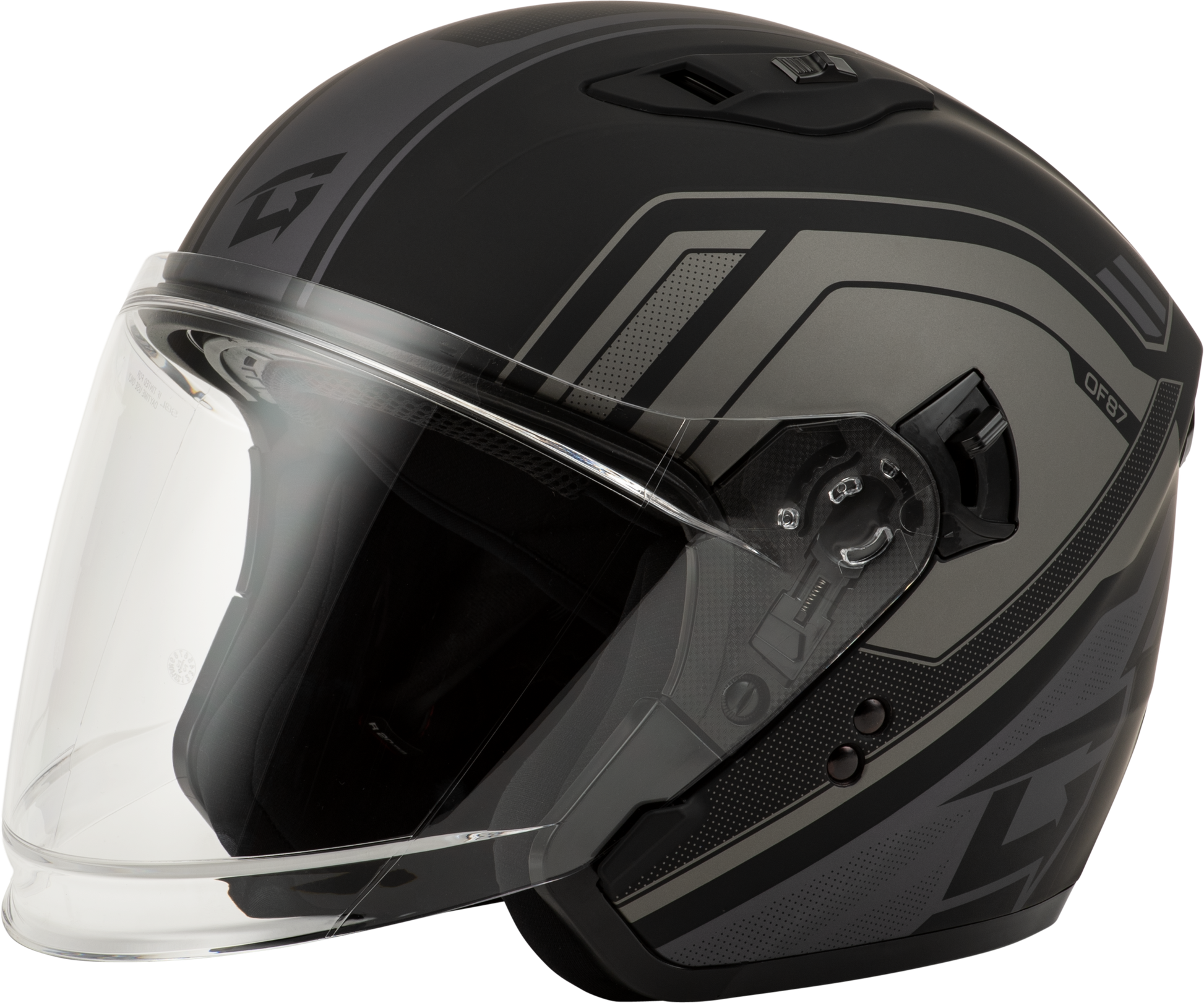 GMAX OF - 87 Duke Matte Black/Grey Open Face Helmet with LED Lighting and Premium Comfort Features - Kelly Motorsports