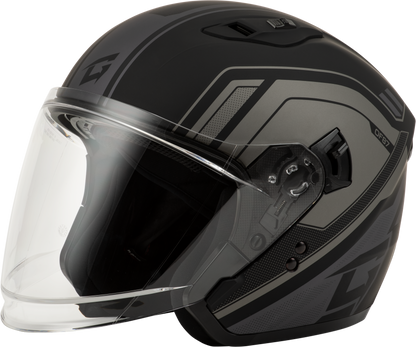 GMAX OF - 87 Duke Matte Black/Grey Open Face Helmet with LED Lighting and Premium Comfort Features - Kelly Motorsports