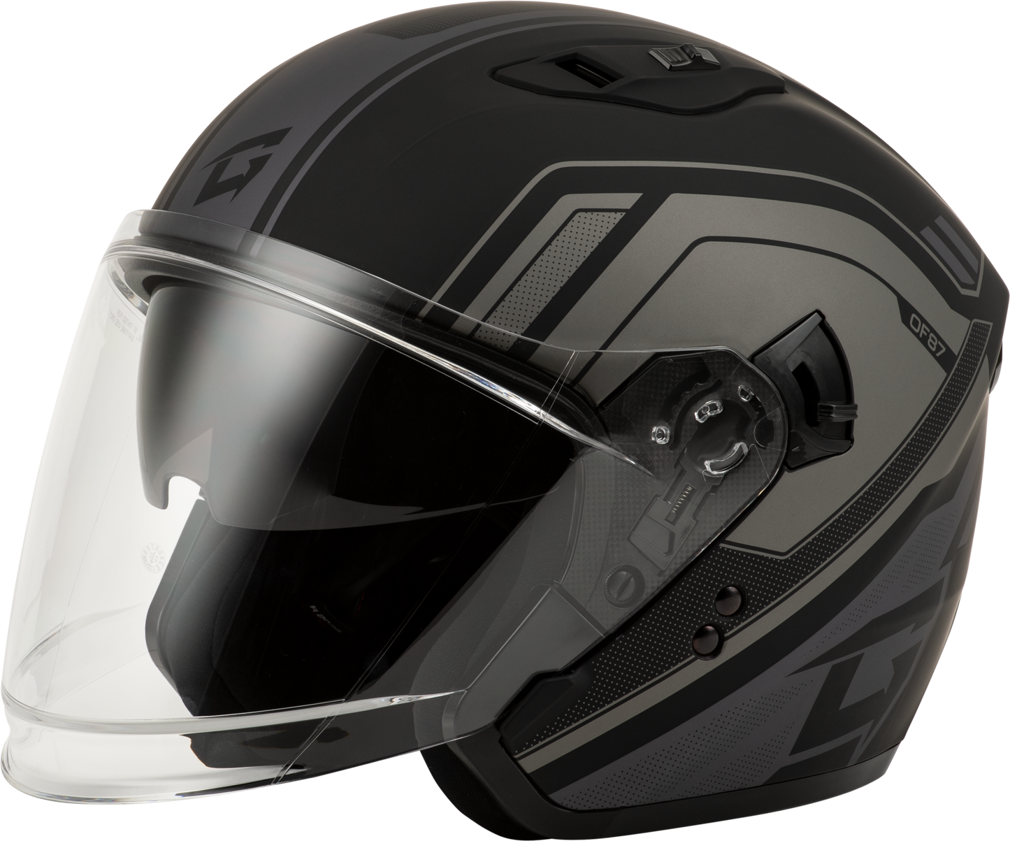 GMAX OF - 87 Duke Matte Black/Grey Open Face Helmet with LED Lighting and Premium Comfort Features - Kelly Motorsports