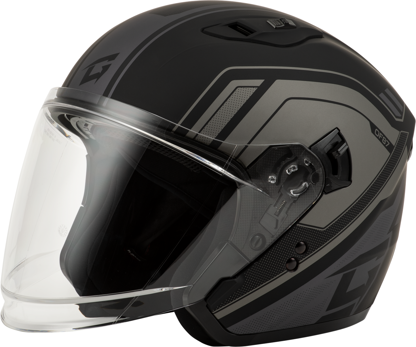 GMAX Of 87 Duke Matte Black/Grey XS Open Face Helmet with Sun Shield and Ventilation - Kelly Motorsports