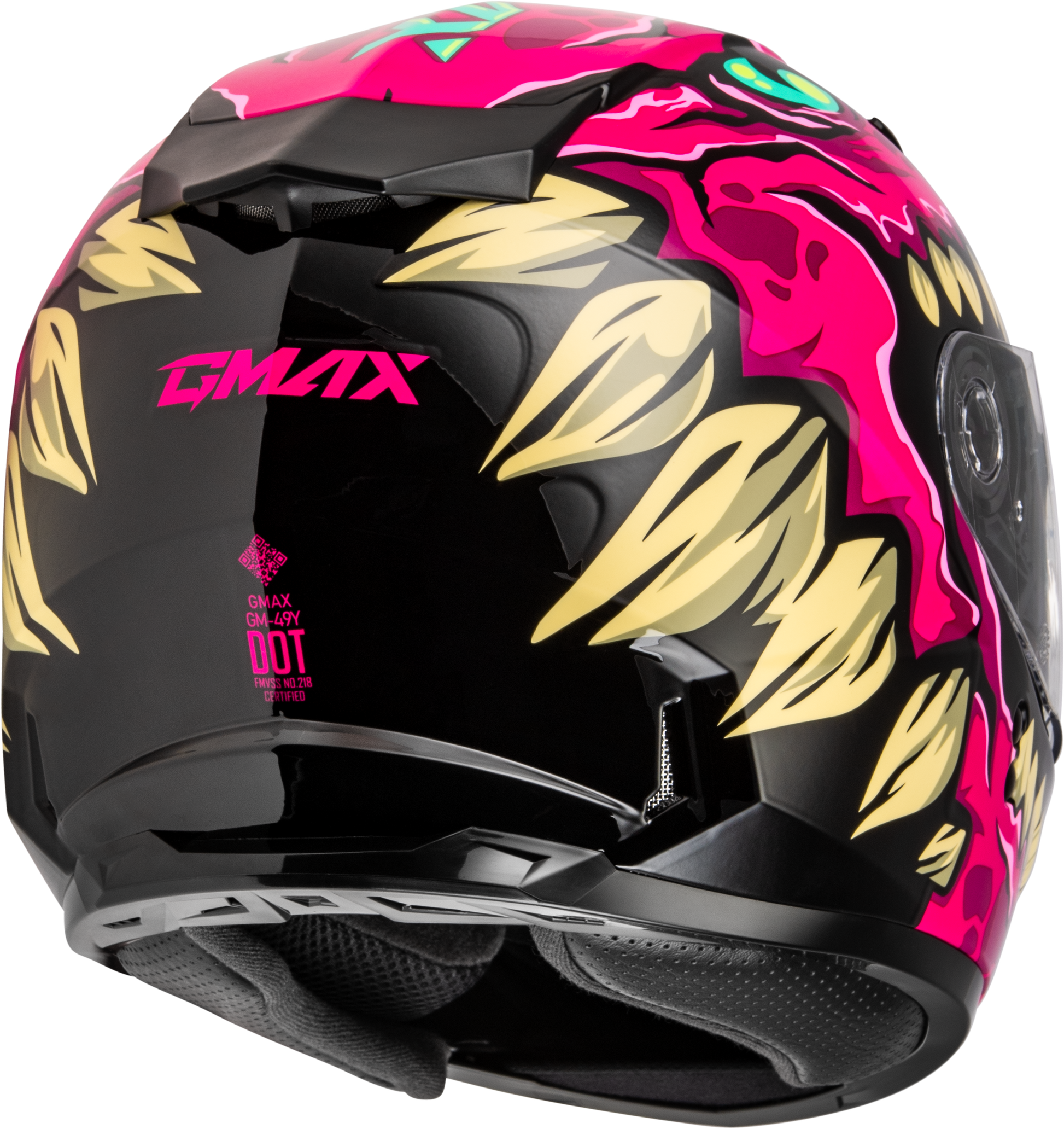 GMAX Youth GM - 49Y Drax Helmet Pink - Adjustable Fit and DOT Approved Kids Helmet - Kelly Motorsports