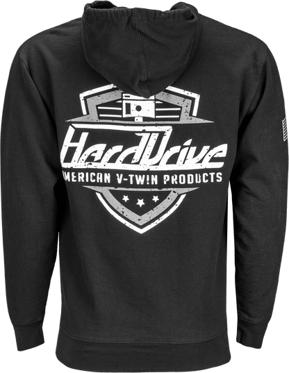 Harddrive Shield Hoodie Black/White 2x - Kelly Motorsports