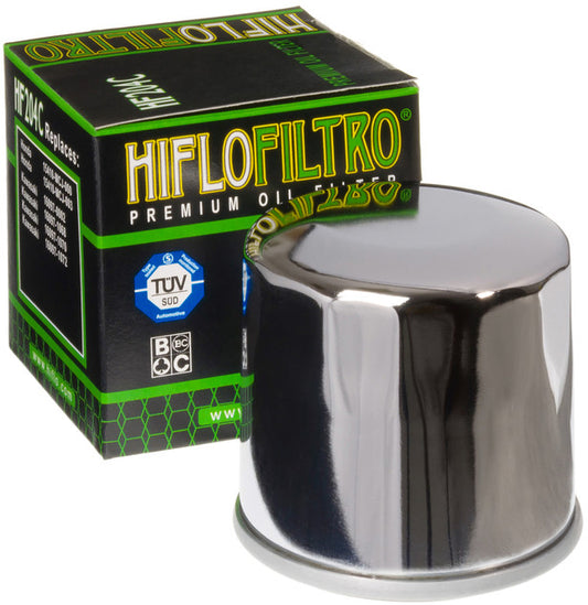 HifloFiltro HF204C Chrome Oil Filter for Yamaha, Triumph, Honda Motorcycles - Kelly Motorsports