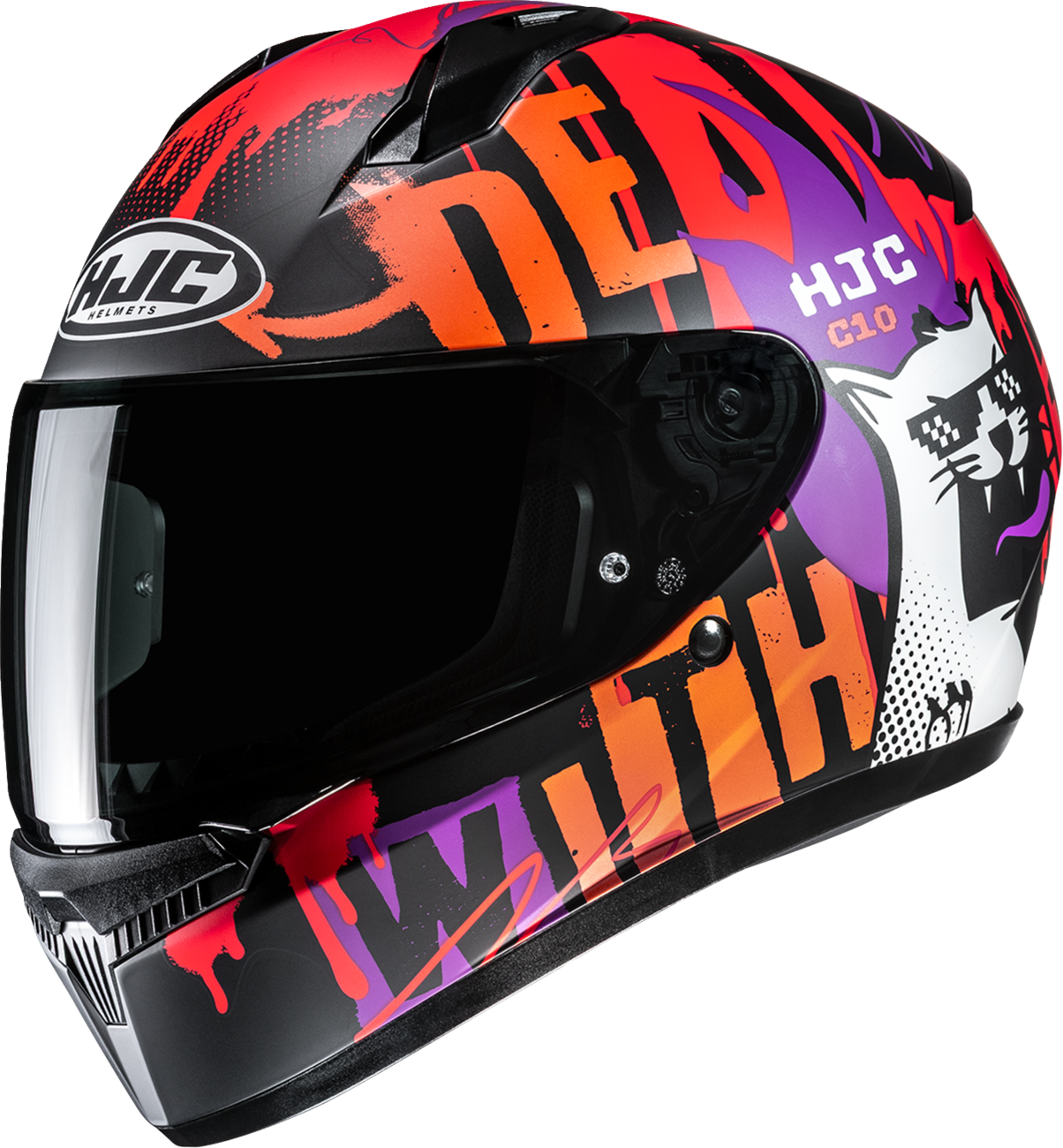 HJC C10 Helmet - FOP MC7SF Large FP54NUS6CS7V with Advanced Ventilation and UV Protection - Kelly Motorsports