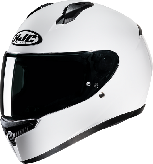 HJC C10 Helmet Solid White XL - Lightweight Motorcycle Helmet with Advanced Ventilation and UV Protection - Kelly Motorsports
