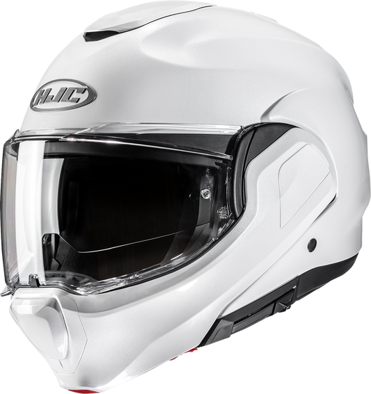HJC F100 Modular Helmet in White – XL – Lightweight Impact - Resistant Design with Advanced Ventilation and Sun Shield - Kelly Motorsports