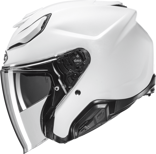 HJC F31 Helmet Solid White 2XL - Advanced Fiberglass Composite Shell with Sun Shield and Bluetooth Compatibility - Kelly Motorsports