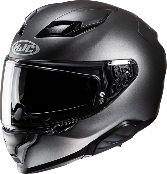 HJC F71 Helmet Solid Semi - Flat Black Titanium 2XL with Integrated Smart Bluetooth System - Kelly Motorsports