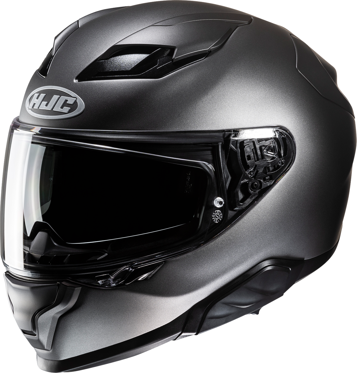 HJC F71 Helmet Solid Semi - Flat Black Titanium Medium with Advanced Safety and Communication Features - Kelly Motorsports