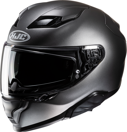 HJC F71 Helmet Solid Semi - Flat Titanium Medium with Integrated Bluetooth and Sun Visor - Kelly Motorsports