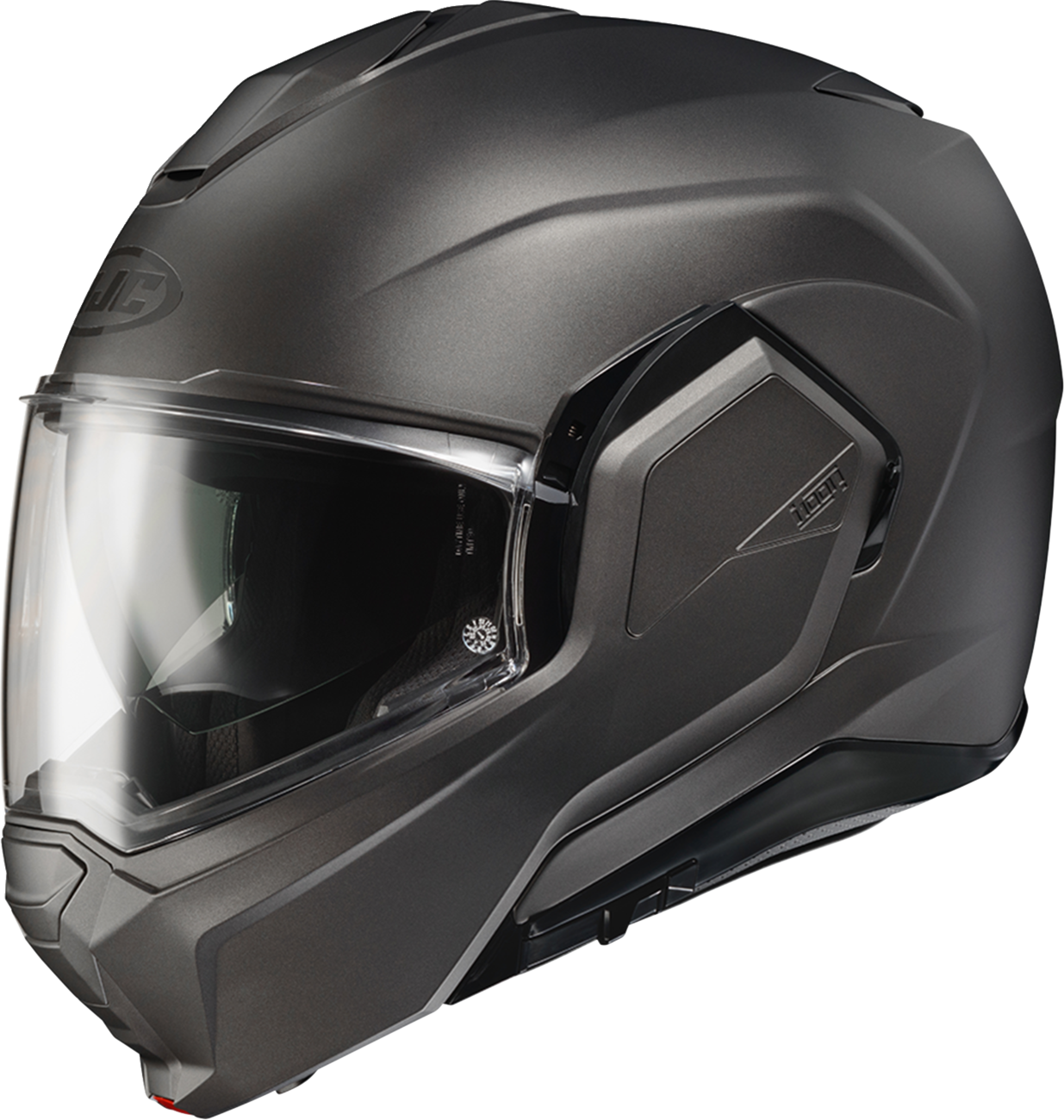 HJC i100 Modular Helmet - Solid Semi - Flat Titanium 2XL with Bluetooth and UV Protection - Kelly Motorsports