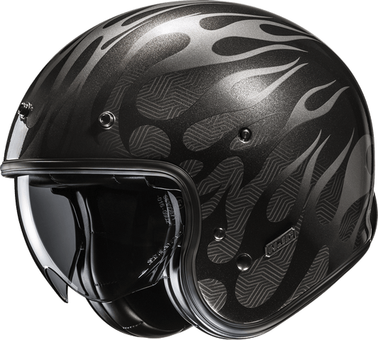 HJC V31 Firo Open-Face Motorcycle Helmet with Adjustable Visor and Leather Interior - Model JA20NUS5605V, Medium - Kelly Motorsports