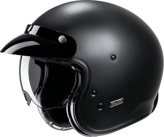 HJC V31 Open-Face Helmet - Solid Semi-Flat Black, 2XL - Lightweight Fiberglass Composite Shell with Adjustable Visor and Comfort Interior - Kelly Motorsports