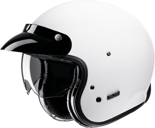 HJC V31 Open-Face Helmet - Solid White, 2XL - Retro Motorcycle Helmet with Fiberglass Shell and Adjustable Visor - Kelly Motorsports