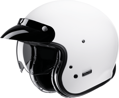 HJC V31 Open-Face Helmet - Solid White, 2XL - Retro Motorcycle Helmet with Fiberglass Shell and Adjustable Visor - Kelly Motorsports