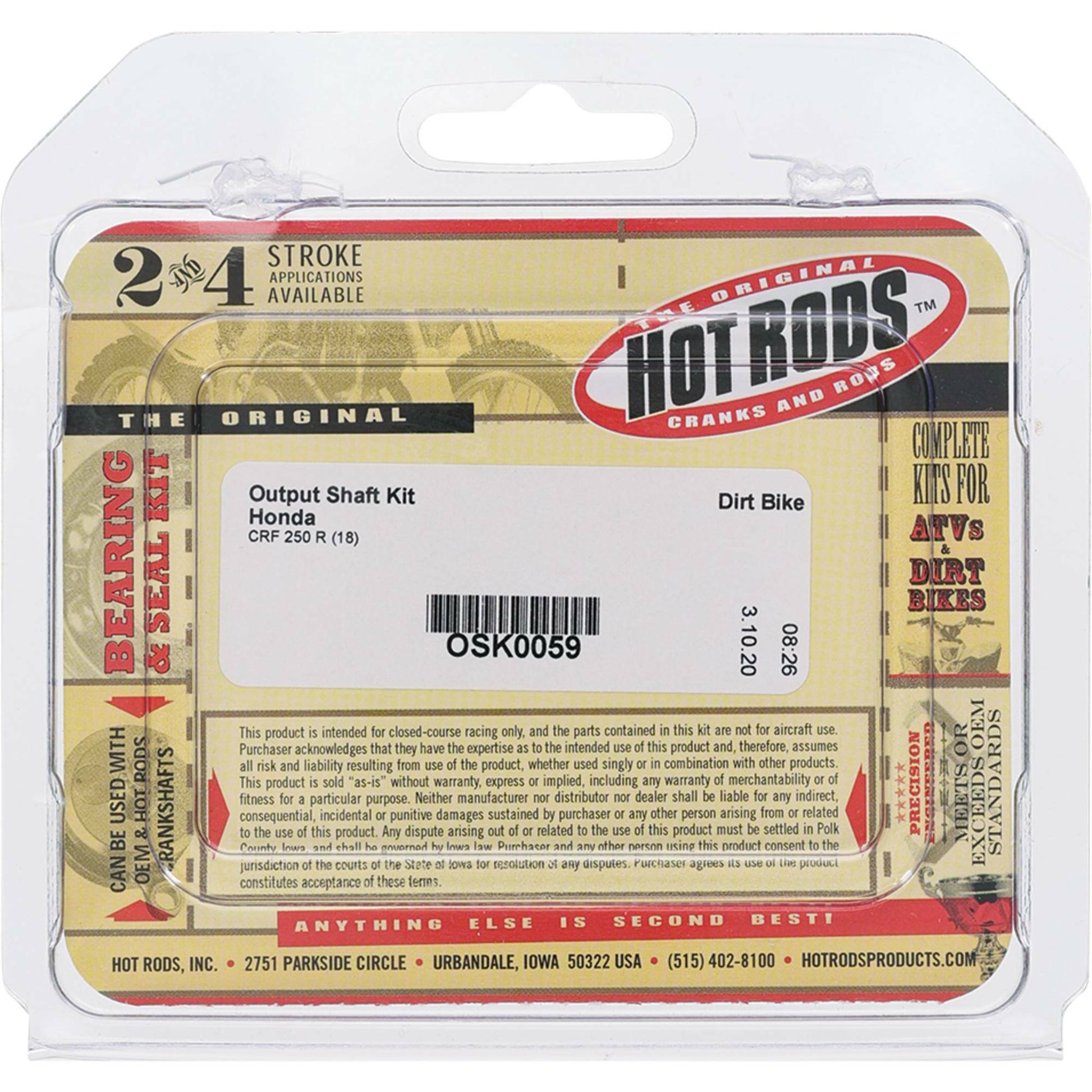 HOT RODS Countershaft Seal Kit for Honda CRF250R and CRF250RX (Part OSK0059) - Kelly Motorsports