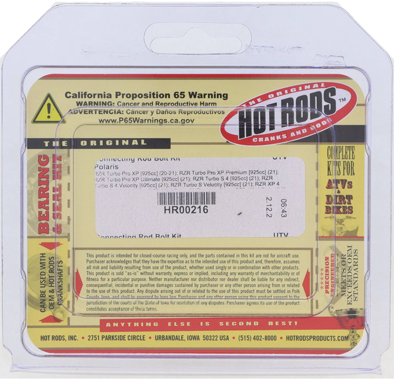 Hot Rods HR00216 Connecting Rod Bolt Kit for Automotive Engines - Kelly Motorsports