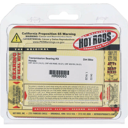 Hot Rods Transmission Bearing Kit for Honda CRF450R and CRF450RX (Part HR00093) - Kelly Motorsports