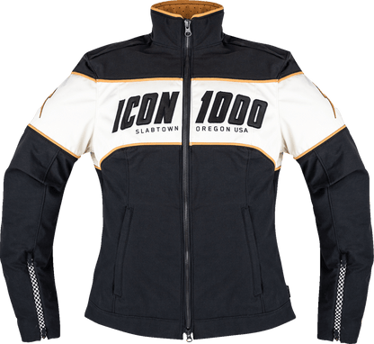 ICON 1000 Women's Hella 4™ Jacket Black/White - Kelly Motorsports