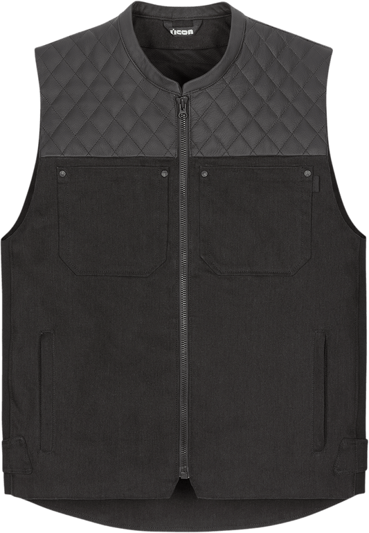 ICON Chamonix™ Vest w/Reinforced Leather & Impact Protection Black - Kelly Motorsports