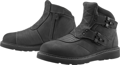 ICON El Bajo2 Leather Boots w/Impact Protection Black - Kelly Motorsports