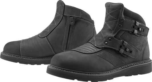 ICON El Bajo2 Leather Boots w/Impact Protection Black - Kelly Motorsports