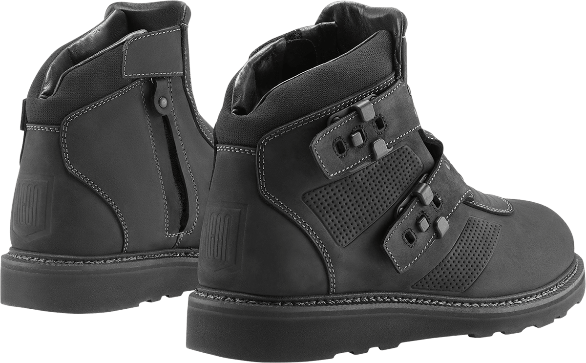 ICON El Bajo2 Leather Boots w/Impact Protection Black - Kelly Motorsports
